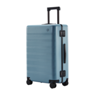 90分轻质框体拉杆箱PC行李箱旅行箱24英寸大容量托运箱雾霾蓝