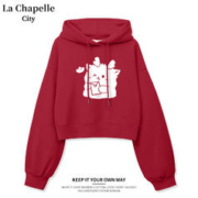 La Chapelle City 拉夏贝尔简约短款连帽卫衣女款