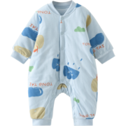 童泰秋冬1-18个月婴儿宝宝衣服对开棉衣连体衣夹棉哈衣爬服 蓝色 66cm