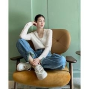 MEIYANG 美洋 白蝴蝶针织开衫秋装女新款洋气羊绒真丝提花长袖上衣