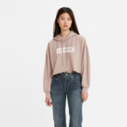 Levi's 李维斯 女士春秋纯棉短款字母标语连帽卫衣 2色