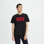 限尺码：Levi's 李维斯 Logo Tee系列男女同款印花短袖T恤黑