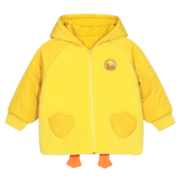 【婴幼儿】B.duck Baby系列 小黄鸭童装宝宝加厚羊羔绒卡通棉服 大红 100cm