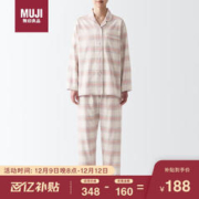 MUJI 無印良品 无印良品（MUJI）女式 无侧缝法兰绒 睡衣 家居服套装 粉红色格纹3A L