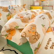 怡莉秀 简约床上四件套单双人学生件套斜纹被套床单套件床上用品 橘子狗狗 被套200-230cm 适合1.5-1.8m床