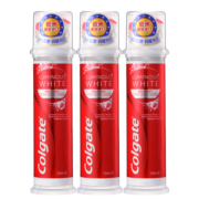 高露洁（Colgate）欧洲进口耀白去渍直立按压式泵式美白牙膏*3   5倍去渍闪耀亮白