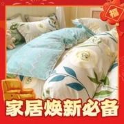 迹添雅 纯棉加厚小清新磨毛四件套 1.5m床单款四件套