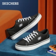 斯凯奇（Skechers）帆布鞋男休闲鞋男简约百搭街拍耐磨轻便减震板鞋 666067 黑色/BLK 45