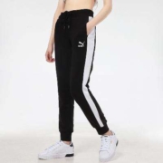 PUMA 彪马 T7条纹针织毛圈休闲长裤女