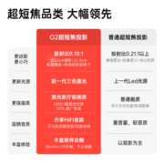 坚果（JMGO）O2纯三色激光超短焦投影仪家庭影院（0.18:1投射比 2*10W音响 激光电视平替）