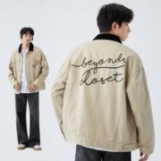 gxgjeans 男式牛仔拼接字母刺绣夹克外套