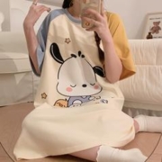 sunny24新款女士春夏短袖纯棉睡裙