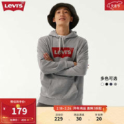Levi's 李维斯 秋冬连帽卫衣oversize落肩情侣LOGO印花 灰色0008 S