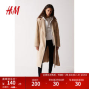 H&M 女装上衣时尚休闲气质腰部系带大衣1170372 浅米色 160/88A
