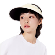 OhSunny防紫外线防晒帽女春夏大檐蛋糕帽冰块肌理户外遮阳发箍空顶帽子 芝士黄 均码