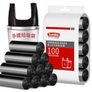 有券的上：尚岛宜家 手提式中号加厚垃圾袋100只装