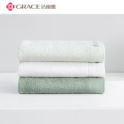 GRACE 洁丽雅 毛巾 3条装 成人洗脸巾竹纤维绣花美容面巾 1浅绿1深绿1白色3条装