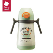 babycare 学饮吸管杯宝宝316不锈钢 手柄款-300ml-温特绿