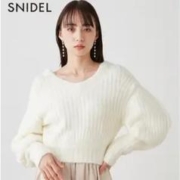 【含税直邮】Snidel 2023秋冬女士纯色灯笼袖V领针织衫