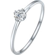 周六福钻戒女求婚至简结婚K金钻石戒指KGDB021047 约20分I-J/SI 12号圈 新年礼物