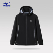 Mizuno 美津浓 外套男女连帽梭织户外夹克防风透气上装 黑色 M