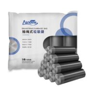 Airlove 爱尔卫 抽绳垃圾袋 手提自动收口穿绳垃圾袋 45*50cm 黑色 5卷75只