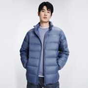 京东京造 面包羽绒服男外套冬 90绒白鸭绒立领 薄雾蓝M