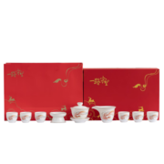 金镶玉 功夫茶茶具整套装陶瓷羊脂玉白瓷喝泡茶家用送人礼品盒 如鱼得水