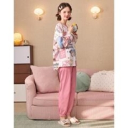 GUKOO 果壳 睡衣女春秋牛奶丝女家居服套装可外穿