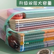 晨光学科科目分类文件袋拉链双层书袋手提袋
