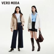 VERO MODA 夹克外套女2023秋冬新款宽松连帽拼接毛绒感慵懒百搭