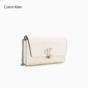 Calvin Klein女包通勤翻盖式链条金属字母信封包迷你手机挎包新年礼物DP1554 161-白色 OS