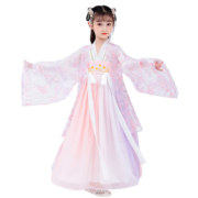 欧育女童汉服儿童春秋中国风连衣裙古装女孩生日礼物表演服B1442 130