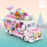 哲高 积木拼装雪糕车冰淇淋汉堡车美食车儿童玩具送女生生日礼物 00887甜点车-590PCS