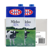 PLUS会员：Mlekovita妙可 黑白牛系列 脱脂0.5UHT纯牛奶 1L*12盒*2件