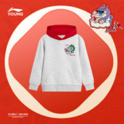 LI-NING 李宁 连帽卫衣2024龙年本命年新年服喜庆红色大童衣服秋冬款男童装