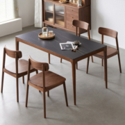原始原素 实木餐桌 现代简约北美黑胡桃木桌子轻奢岩板餐桌椅 1.2米单桌