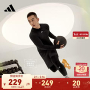adidas 阿迪达斯 官方男装温暖排汗干爽紧身运动健身长袖T恤HY3811 黑色 A/XL
