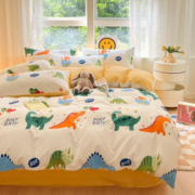 AIDLI 床上四件套40支纯棉 被套床单被罩床上用品双人全棉套件 恐龙乐园 200*230cm四件