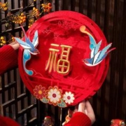 寻年味 2024年龙年福字门贴立体绒布自粘窗花乔迁春节过年大门布置装饰品