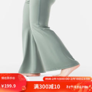 DECATHLON 迪卡侬 微喇阔腿高腰提臀弹力瑜伽运动裤紧身裤(23新)浪花绿XS 4824392