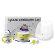babycare太空餐具儿童餐具礼盒水杯保温碗勺子围兜 太空餐具礼盒