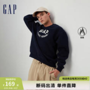 Gap 盖璞 男女装秋季2023新款LOGO仿羊羔绒宽松廓形卫衣762596休闲上衣 海军蓝 175/92A(S)