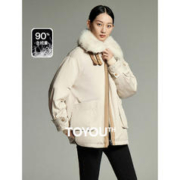 TOYOUTH 初语 毛毛领派克羽绒服女23冬季新款加厚工装外套