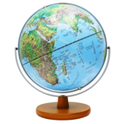 FUNGLOBE地球仪32CM中英文大号ar充电触控万向高清立体浮雕学生用仿古书房办公摆件 32cm天蓝色地形款(中英文充电款)