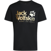 Jack Wolfskin狼爪T恤男情侣款春夏新品户外运动半袖舒适圆领印花短袖5818373 5818373-6000/黑色 M 180/100A