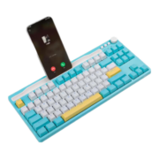 RK H87机械键盘三模2.4G无线蓝牙有线游戏办公87键多媒体旋钮卡槽可放手机全键热插拔动态RGB 云霄版(粉轴)RGB(游戏办公兼备)带防尘罩 三模(有线/蓝牙/2.4G) 80%配列(87键)