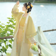 风来榕下 向日葵原创宋制汉服女貉袖对襟长衫印花百褶裙日常春款