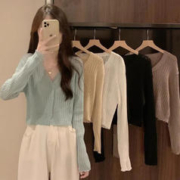 FOURDATRY 开衫女薄款外搭夏季长袖外套ins 黑色 均码