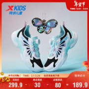 XTEP 特步 儿童童鞋女童中大童蝶翼旋转扣休闲鞋 黑/新白色/泡沫蓝2 34码
